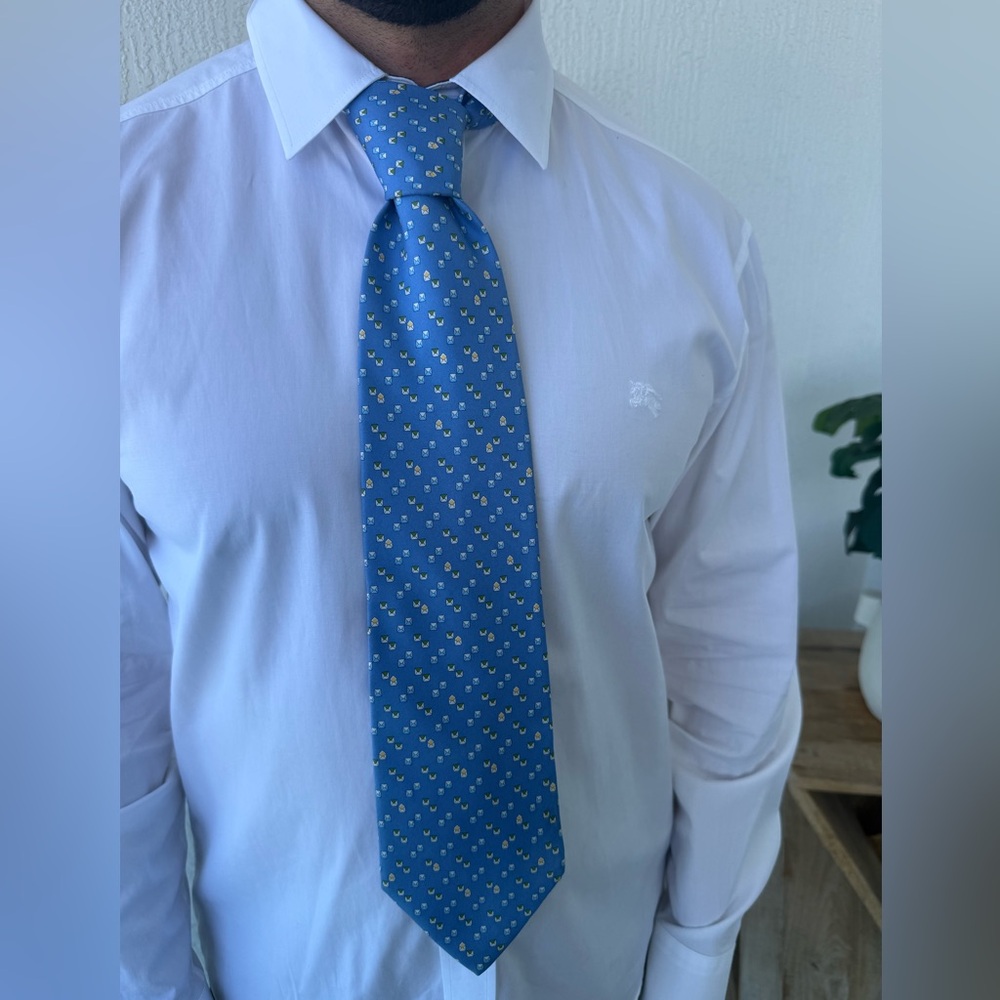 Salvatore Ferragamo Blue and Yellow Men's Tie